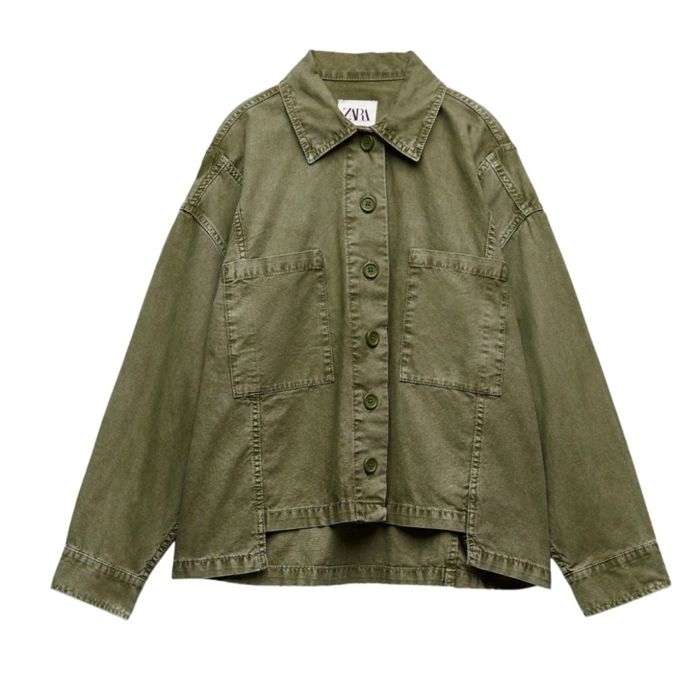 Khaki asymmetrical cotton jacket